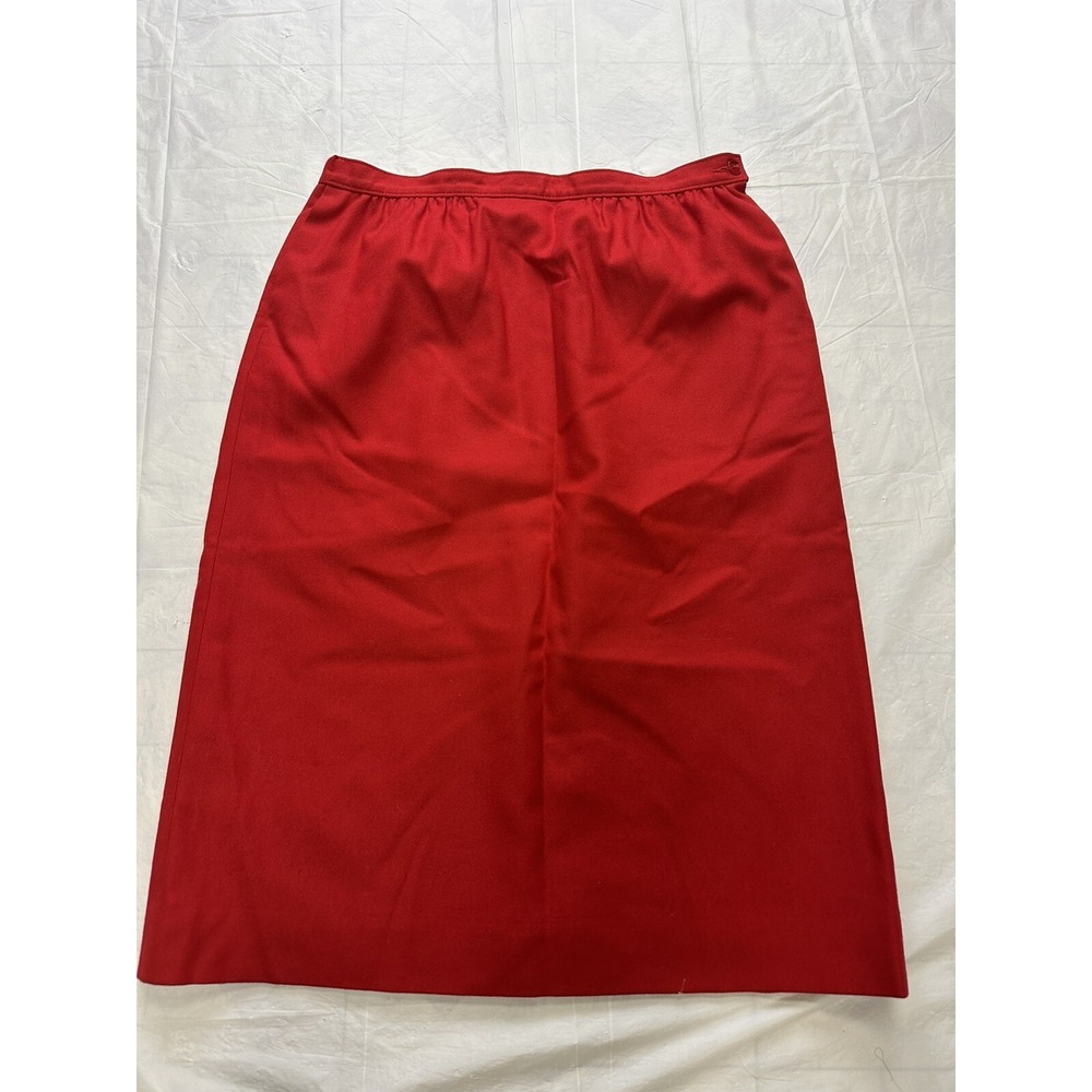 Vintage Pendleton Virgin Wool Red Straight SKIRT Lined Pockets size 16